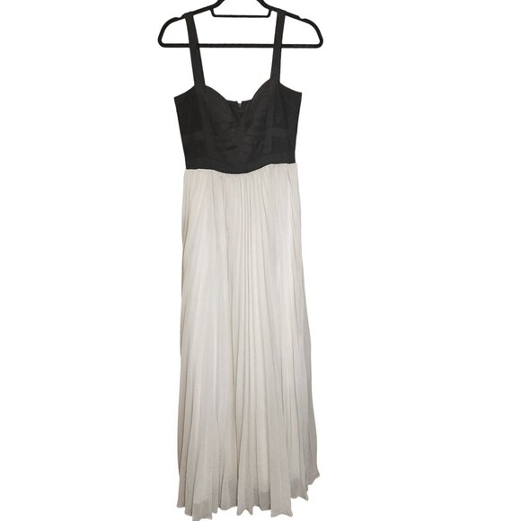 Aidan by Aidan Mattox Pleated Corset Evening Dress Size 6 Black White - Picture 1 of 7